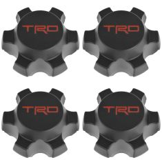 07-14 FJ Cruiser; 01-15 Tacoma w/16 In TRD Whl Blk & Red ~TRD~ Lg'd Whl Center Cap Set of 4 (Toyota)